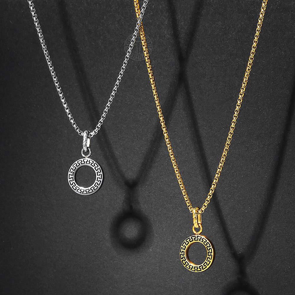 

New Design Pendant Necklace for Mens Boys Gold Silver Round Box Stainless Steel Chain Necklace Fashion Jewelry For Gift DTNS001
