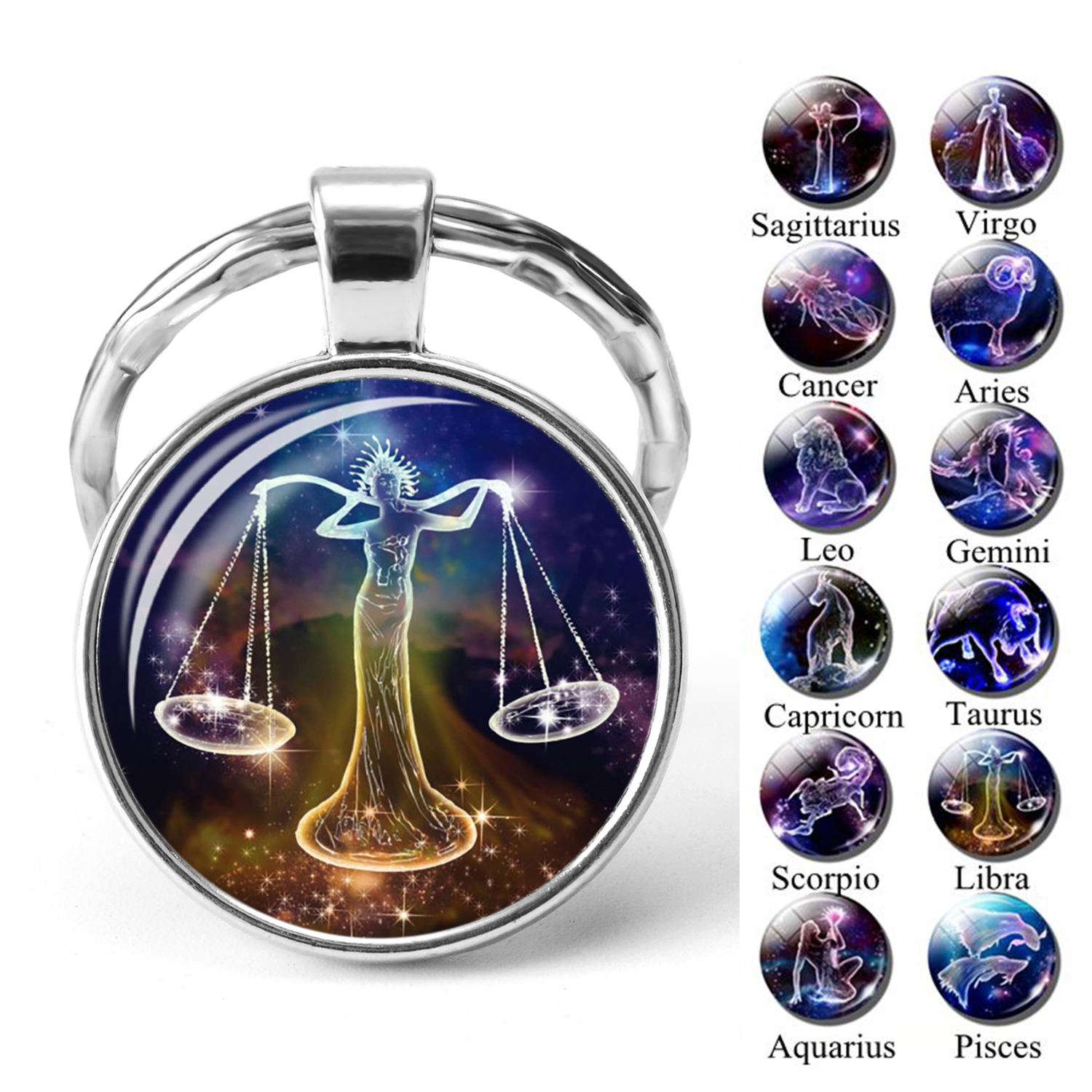 

12 Constellations Keychain Constellation Key Rings Zodiac Sign Key Chain Pendant Jewelry Leo Aries Cancer Fashion Birthday Gift