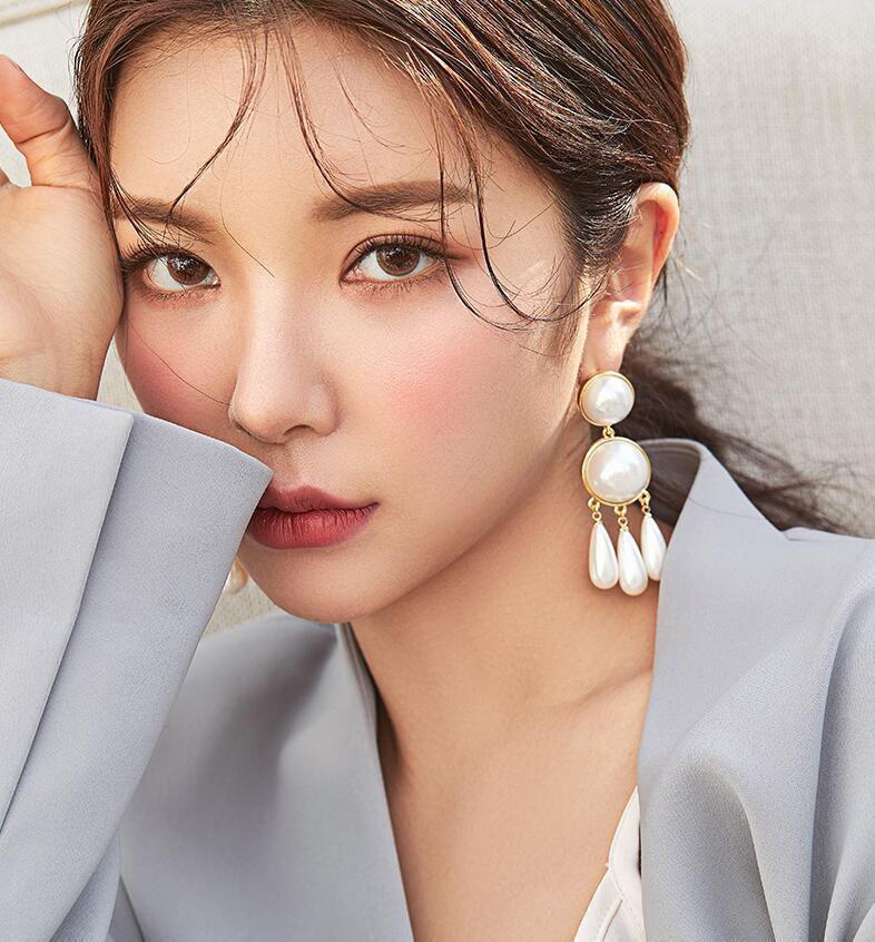 

Originality Concise Drip Type Artificial Pearl Tassels Earrings Eardrop