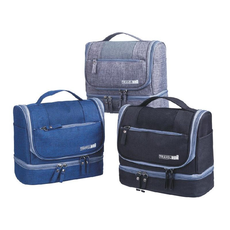 

2020 new ladies travel makeup storage bag large capacity waterproof portable toilet bag fashion simple women's, Black