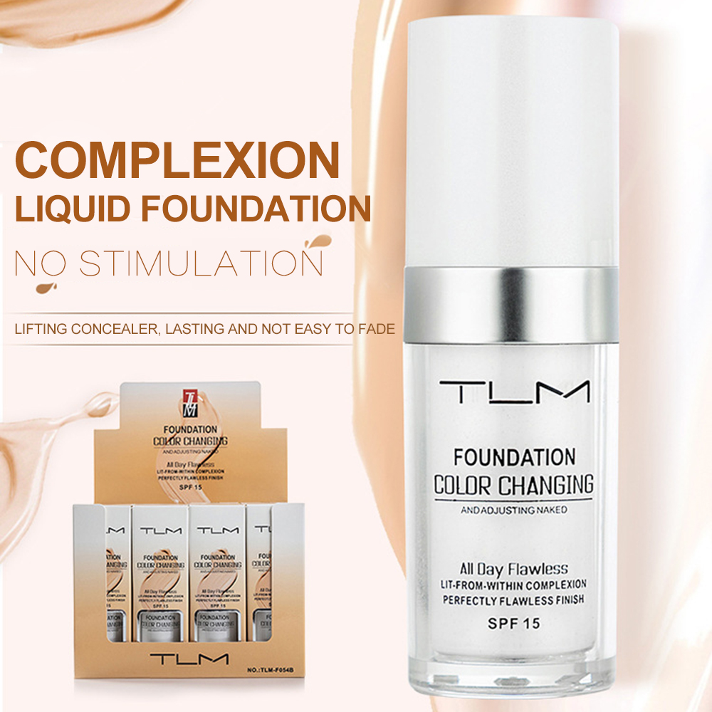 

TLM 30ml Magic Color Changing Liquid Foundation Oil-control Face Cover Concealer Long Lasting Makeup Skin Tone Foundation TSLM1, White