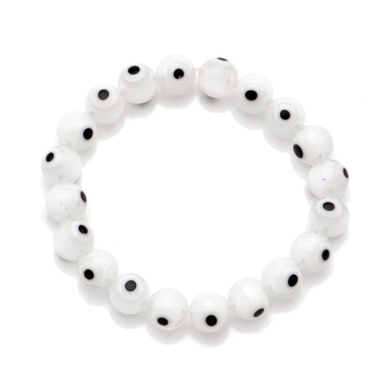 

Boho Glass Evil Eye Beaded Bracelet Women Men Elastic Thread Stretch White Green Red Black Blue White Greek Eye Surf Jewelry