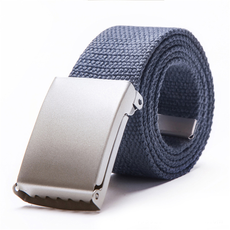 Black Alamana Canvas Automatic Buckle Casual Fashion Mens Belt Solid Color Waist Strap Waistband