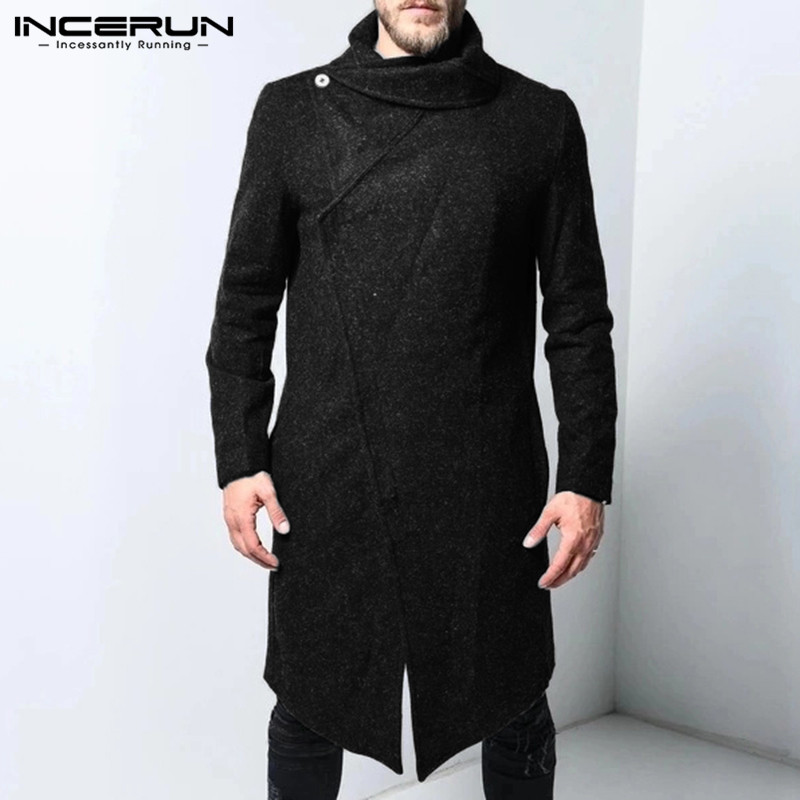 

INCERUN Winter Men Jackets Coats Long Sleeve Lapel Solid Streetwear 2019 Faux Woolen Fashion Casual Trench Mens Overcoat -5XL 7, Black