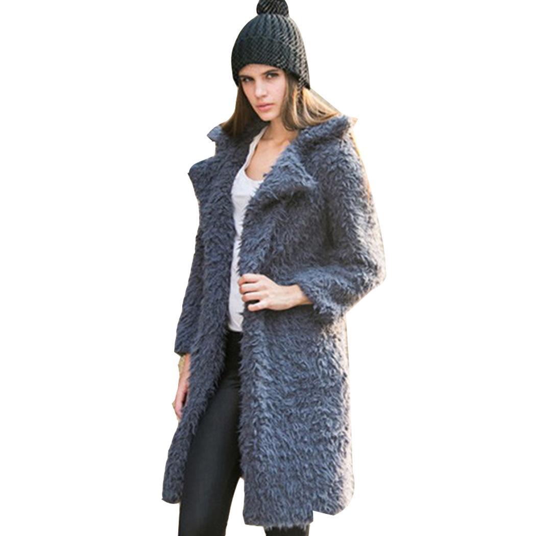 

Women Winter Lapel Warm Plush Cozy Sleeve Solid Long Casual Coat Slim Casual Collar, Black