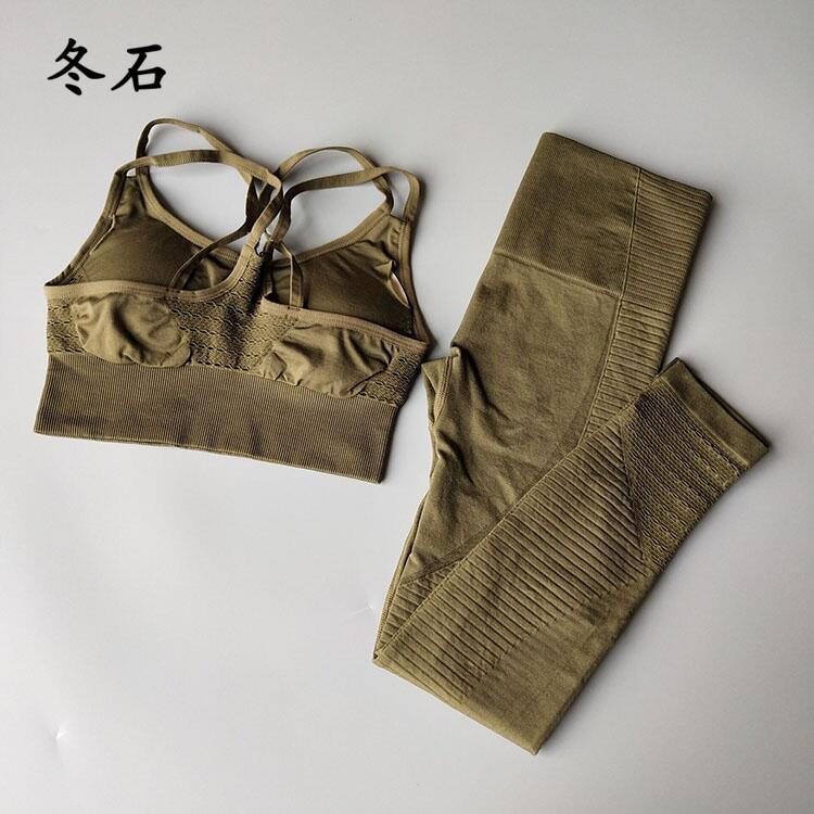 

Seamless Yoga Set Women Fitness Clothing Sportswear Woman Gym Leggings Padded Push-up Strappy Sports Bra Set Sports Suits