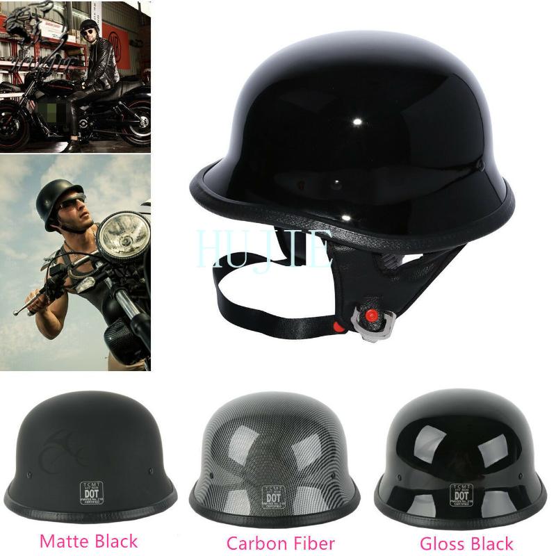 DOT German Leather Motorradhalbhelm Biker Pilotenbrille M L XL Helmet Cool Black