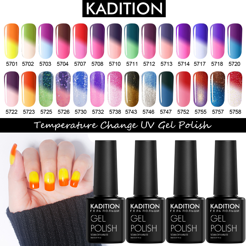 

KADITION Gel Nail Polish Temperature Change 29 Colors Nail Gel Polish Thermal UV Varnish Absorbent for Color, Fs001