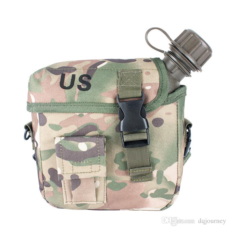 Outdoor Camping Multi-function Sports Retro Kettle with Camouflage Cloth Set Army Canteen PVC Water Bottle Kit for Hiking-image-480900363