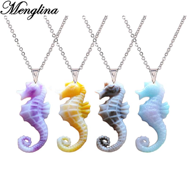 

Pendant Necklaces Menglina 4 Colors Resin Seahorse Necklace Marine Animal Life Flatback Charm & Pendants For Little Girls