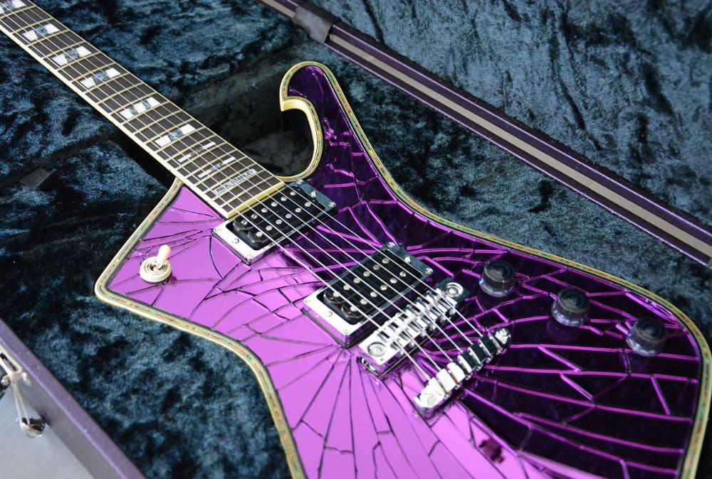 

Limited PS2CM Purple Gold Sliver Cracked Mirror ICEMAN Paul Stanley Electric Guitar Abalone & Cream Body binding, Abalone & Pearl Inlay