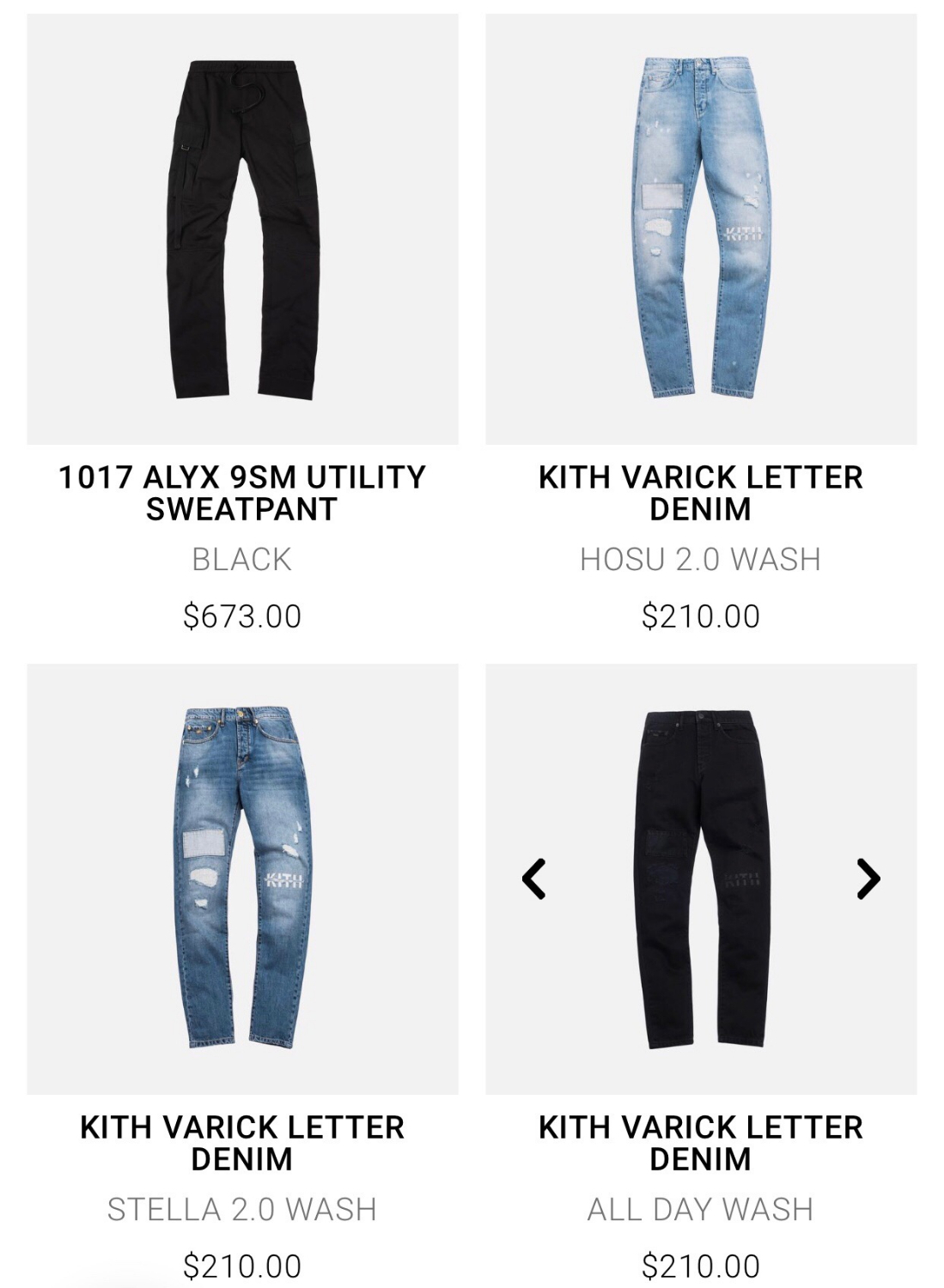 19SS KITH VARICK LETTER DENIM Jeans 