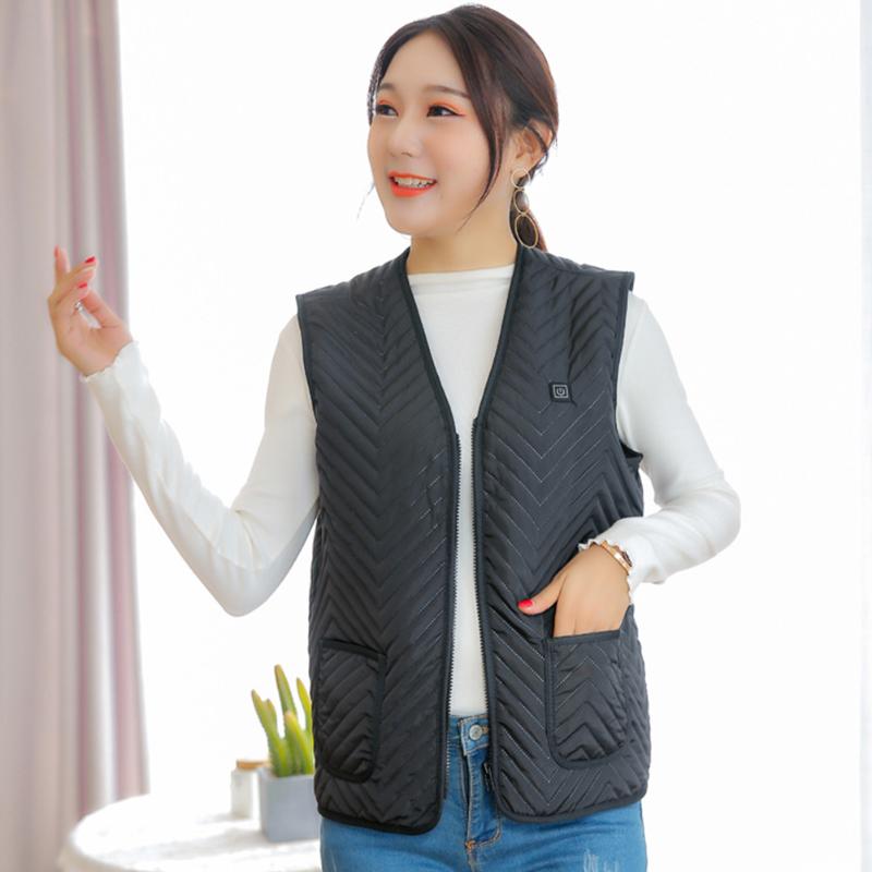 

Men Women Practical Adjustable Modes Pain Relief Hiking Outdoor Camping Riding USB Charging Climbing Warm Heated Vest Washable, Black