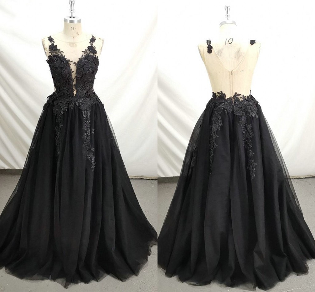 

2020 Black Lace Evening Special Occasion Dresses Plus Size Sheer Jewel V Backless Lace Prom Ball Gowns Sweet 16 Dress Formal Gowns, Sage