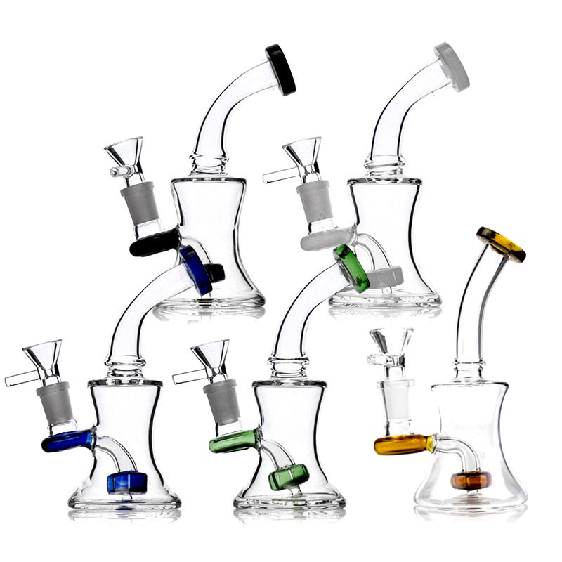 

New Mini Small Glass Bongs Oil Rigs With Free Glass Bowls 14mm Female Heady Beaker Dab Rigs Water Pipes
