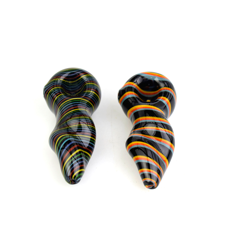 

Glass spoon pipe spiral twisted colored stripes smoking spoon head glass smoking 4inches tobacco glass pipe for smoking