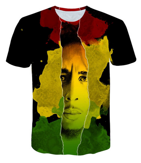 

New Fashion Women/men' T Shirts Reggae Bob Marley 3D Printing Men T-shirts Casual Men T Shirt Hip Hop Summer Tops RW0175, The picture color
