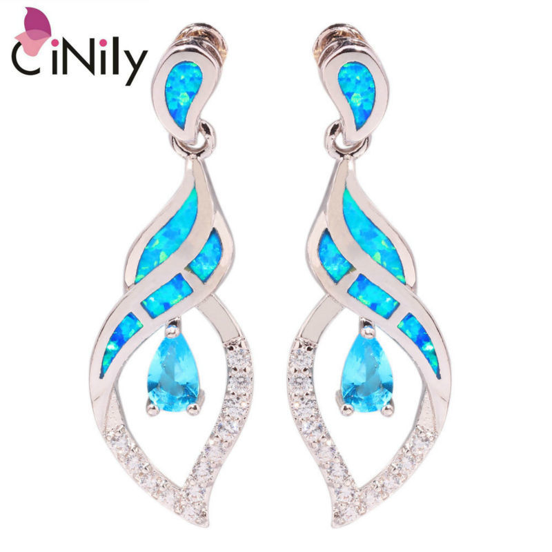 Ohrstecker Ohrring Palme Opal Feueropal blau versilbert