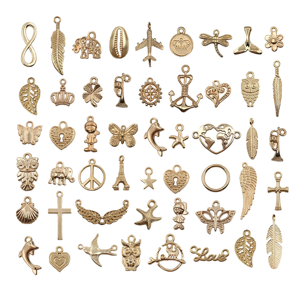 

50x metal necklace pendant butterfly cross flower leaf heart assorted earring bracelet jewelry making charms crafts findings diy gold, Black