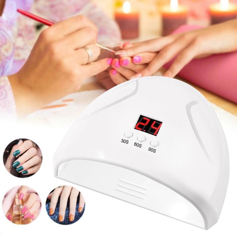 

36W 12 Leds USB Professional Timing LCD Display Portable Gel Polish Salon Nail Dryer Manicure Tool UV Lamp Smart Induction, Pink