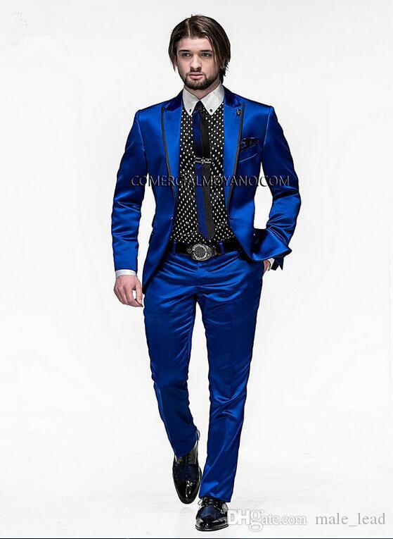 

Fashion One Button Groomsmen Peak Lapel Groom Tuxedos Mens Wedding Dress Man Jacket Blazer Prom Dinner 2 Piece Suit(Jacket+Pants+Tie) A95, Same as image