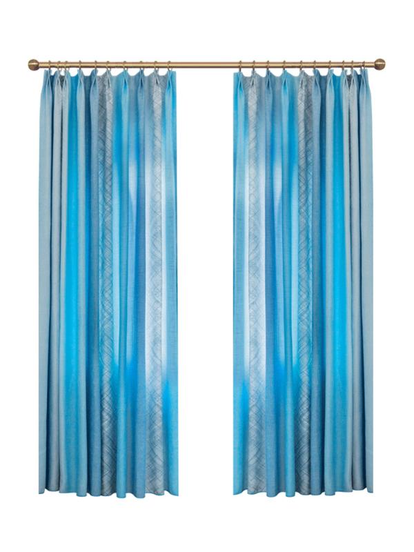 

Mediterranean Blue Curtains for Living Room Bedroom Gradient Color Curtain with Stripes Cotton Linen Drapes Customized Blinds, 1pc purple tulle