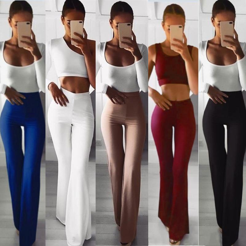 

Women Solid Yoga Pants High Waist Fitness Sport Pants Trousers, Black