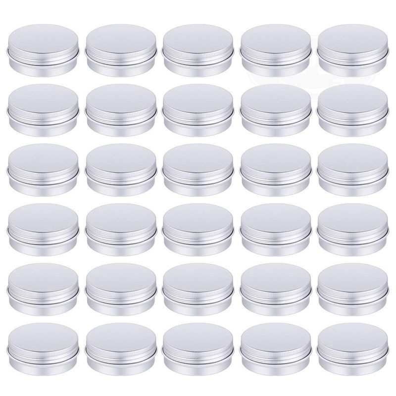 

30 Pack Screw Top Round Metal Lip Tins Containers Lids (1oz