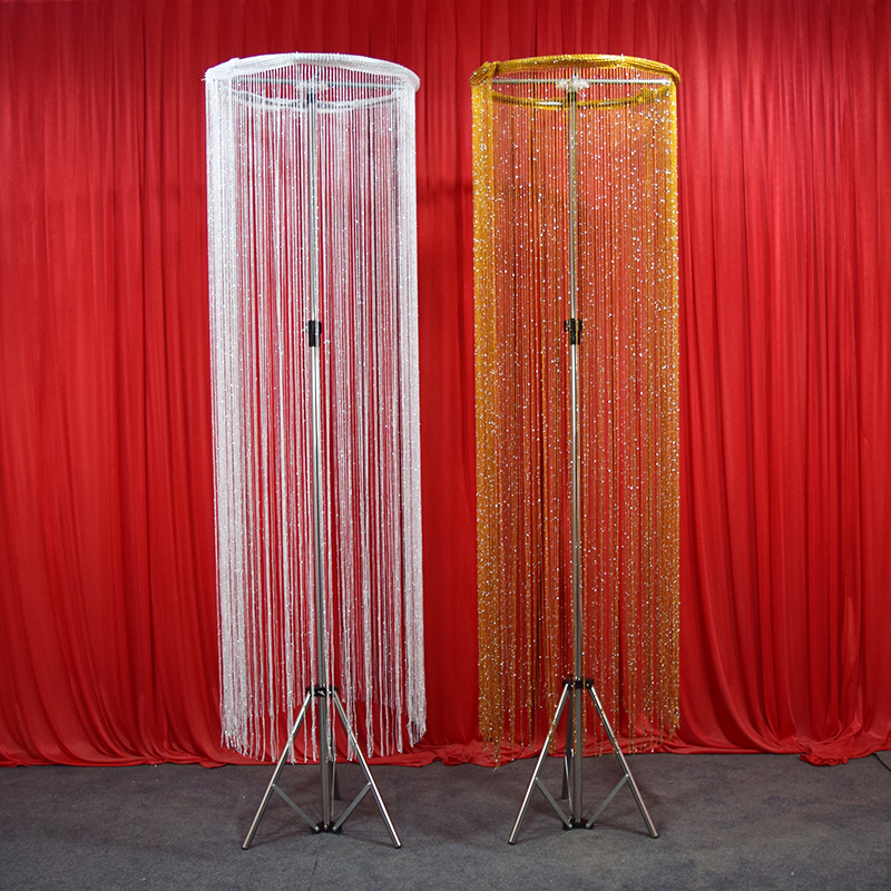 

Wedding Decoration Background Round Wrought Iron Flower stand with curtain and wreath T Stage Party Decoration Adjustable Garland Rack