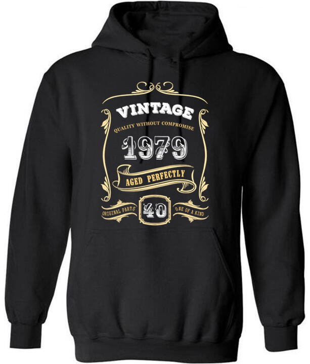 

40th Birthday Gift Gold Vintage 1979 Aged Perfectly Men Hoodies, Sweatshirts Fashion Cotton Men 2020, Clear