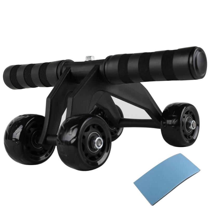 

Safe Stable Fitness Strong Bearing Exercise Equipment Ab Roller Quiet Home Gym Non-Slip Thickened Steel With Knee Pad 4 Wheels, Black