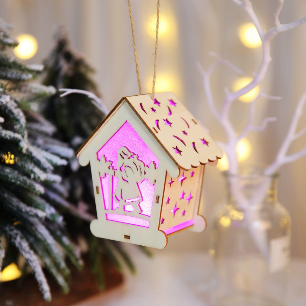 

Festival Led Light Wood House Christmas Tree Decorations For Home Hanging Ornaments Holiday Xmas Gift Wedding Navidad 2020 F92