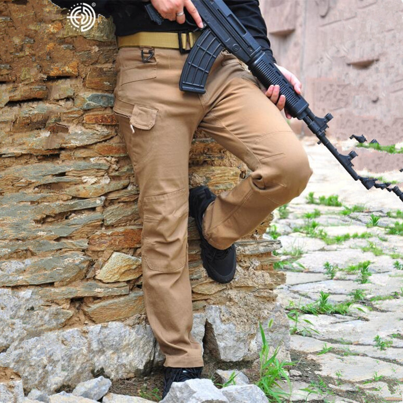 

Spring Autumn Outdoor sport Military Archon CEO police Men Cotton blend Cargo Pants brown green Solid color Pocket Firm Sewing long Trousers, Gray