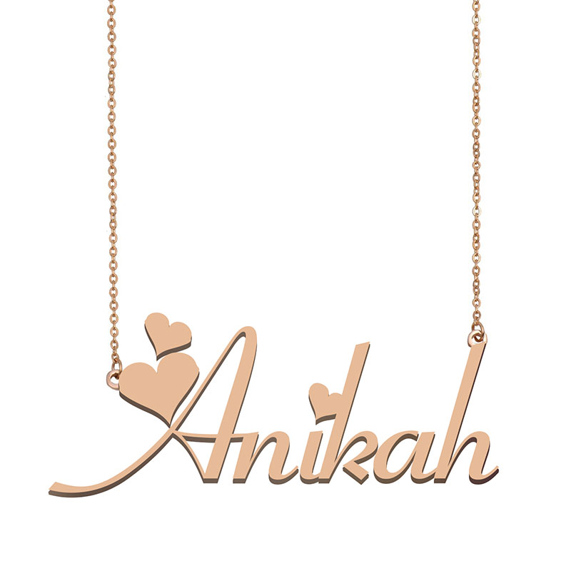 

Anikah Name Necklace Pendant for Women Girlfriend Gifts Custom Nameplate Children Best Friends Jewelry 18k Gold Plated Stainless Steel, Silver