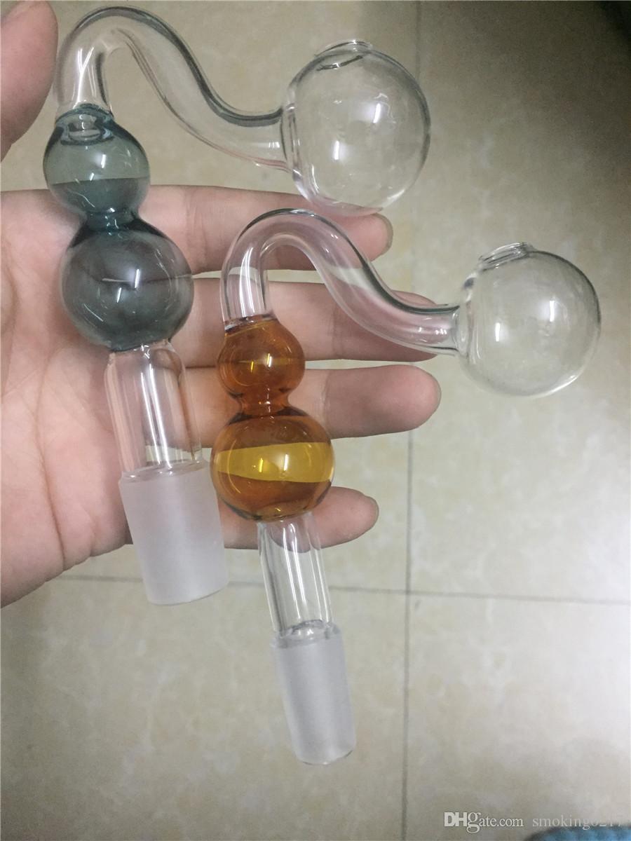 Wholesale New Arrival glass bowl glass pipe gourd 14mm/18mm male size curved oil burner for smoking free shipping-image-538449383