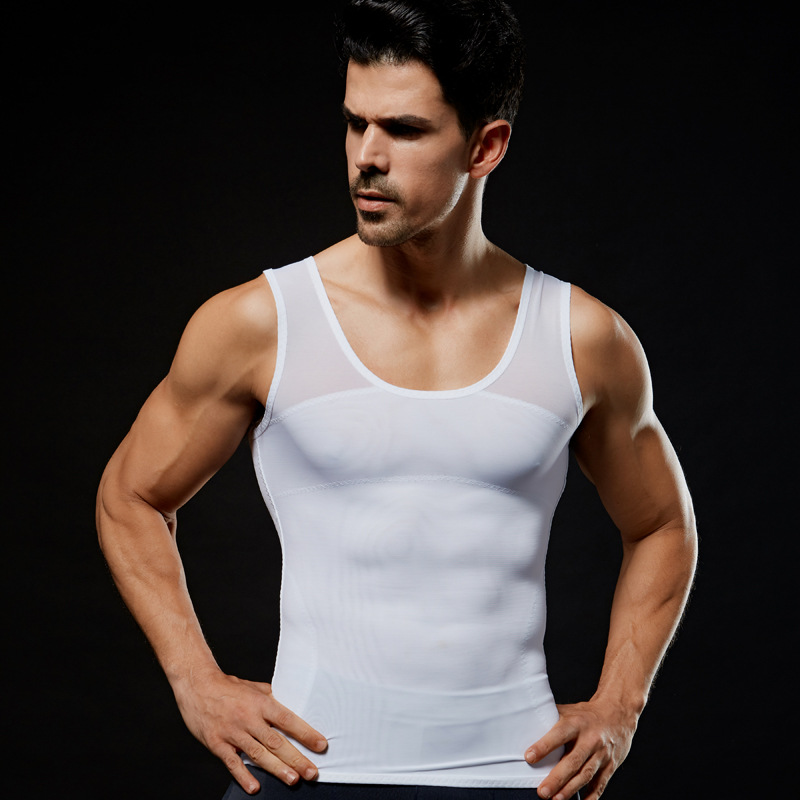 

Newly Men Slimming Body Shaper Waist Trainer Belly Compression Vest Gym Tops, Black
