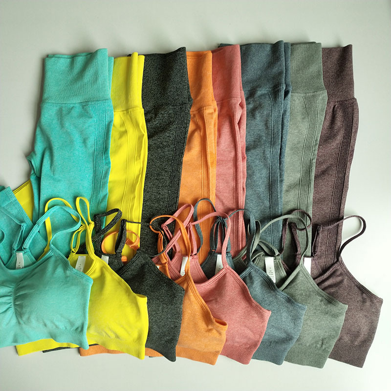 

8 Colors Yoga Sets 2 Piece Set Women Seamless High Waisted Sports Sets Yoga Women Gym Clothes Sports Wear for Gym, Orange