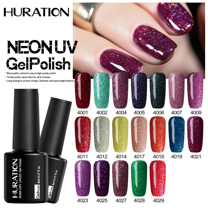 

Huration Glitter Neon Nail Lucky Rainbow Star Semi Permanant UV Manicure Nail Gel Polish Varnishes Hardener Gel Lacquer Art, 62pink