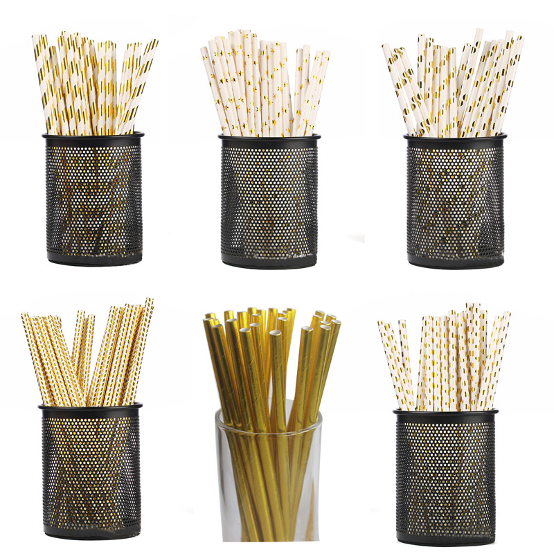 

25pcs/pack Disposable Vintage Stripe Drinking Straw For Kid Wedding Birthday Party Decor Wholesale Paper Drinking Straws