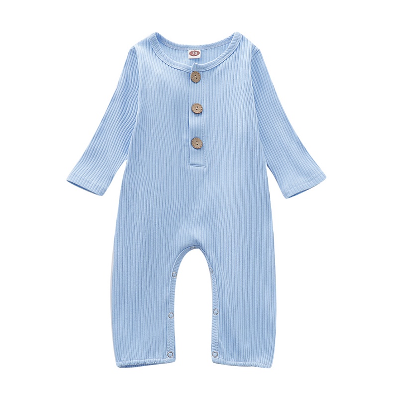 

Autumn Baby Clothes Baby Boy Girl Rompers Casual Solid Print Romper Infant Long Sleeve Children Jumpsuit Outfits, Sky blue