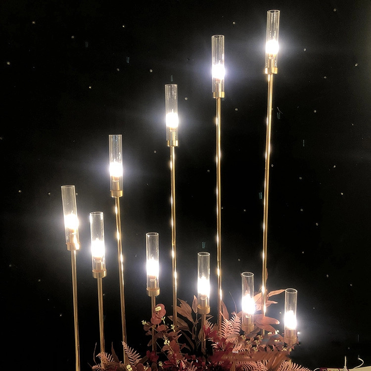 

New style Star spring 10 heads LED candle light walkway stand for wedding event stage decoration senyu0153
