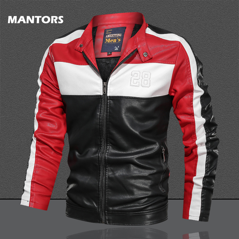 

Mens Baseball Jacket Autumn PU Leather Jacket Coats Slim Fit Fleece Warm Coat 2019 Winter Men Clothes Hip Hop Outerwear, Black fk063