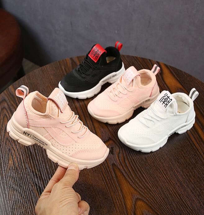 

New Toddler Shoes Children White Shoes Fashion Kids Soft Bottom Sport Running Sneakers For Baby Canvas Shoes, Black