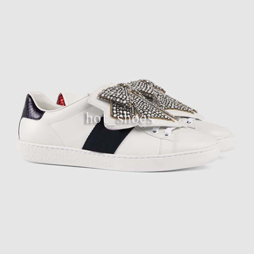 

new designer low top white leather mens womens loved diamond embroidered ace sneakers with removable pathces flat casual trainer shoes, Color 02