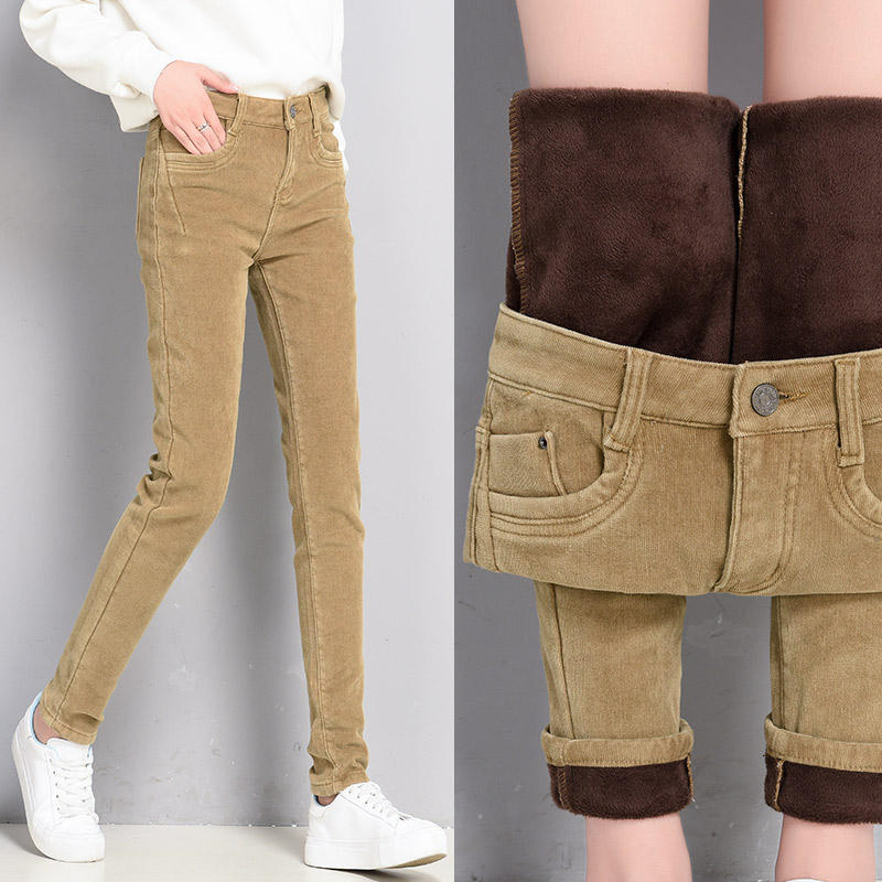 

Corduroy Pants Women Plus Velvet Thicken Autumn And Winter Warm Velvet Pants Female Loose Large Size Trousers Women Q1717, Grey g3107 thin