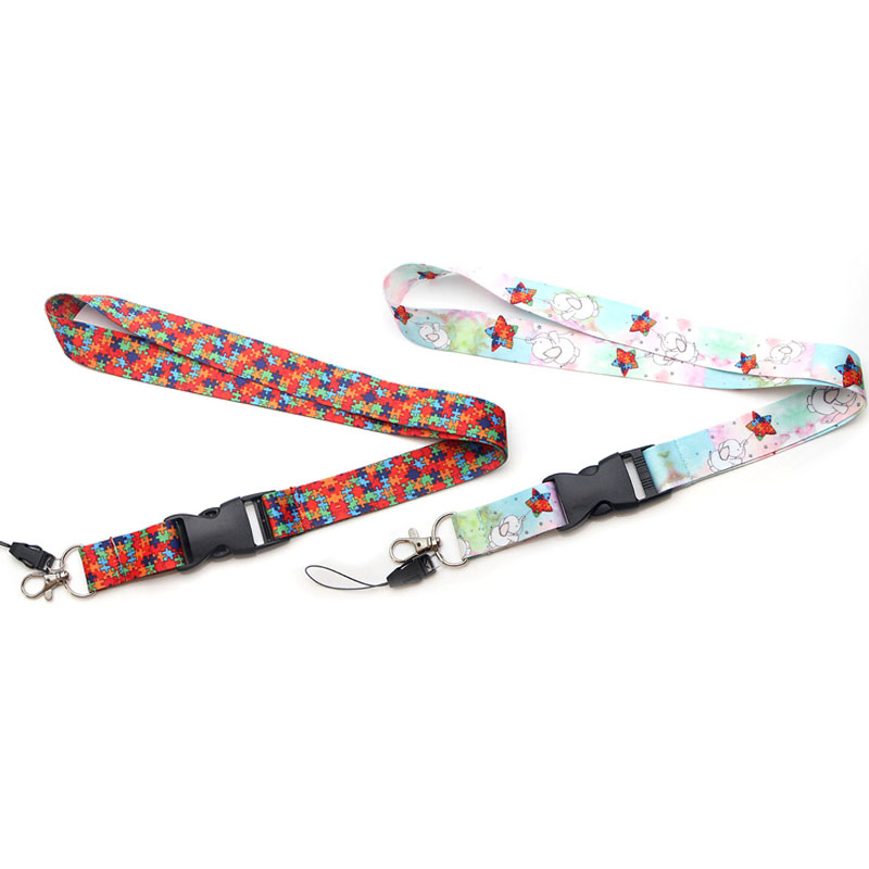 

V181 Autism Awareness Jigsaw Puzzle Cartoon Straps Lanyard ID Badge Neck Straps Rope Chain Necklace Jewelry 1PCS