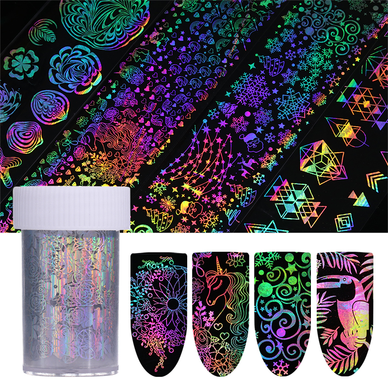 

1 Roll 4*100cm Holographic Nail Foil Snowflake Dreamcatcher Leaf Nail Art Transfer Sticker Manicure Art Decoration, White