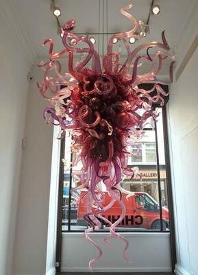 

Lamp Style Flower Shape Design Modern Crystal Chandeliers Hand Blown Murano Glass LED Bulbs Red Pendant Lamps