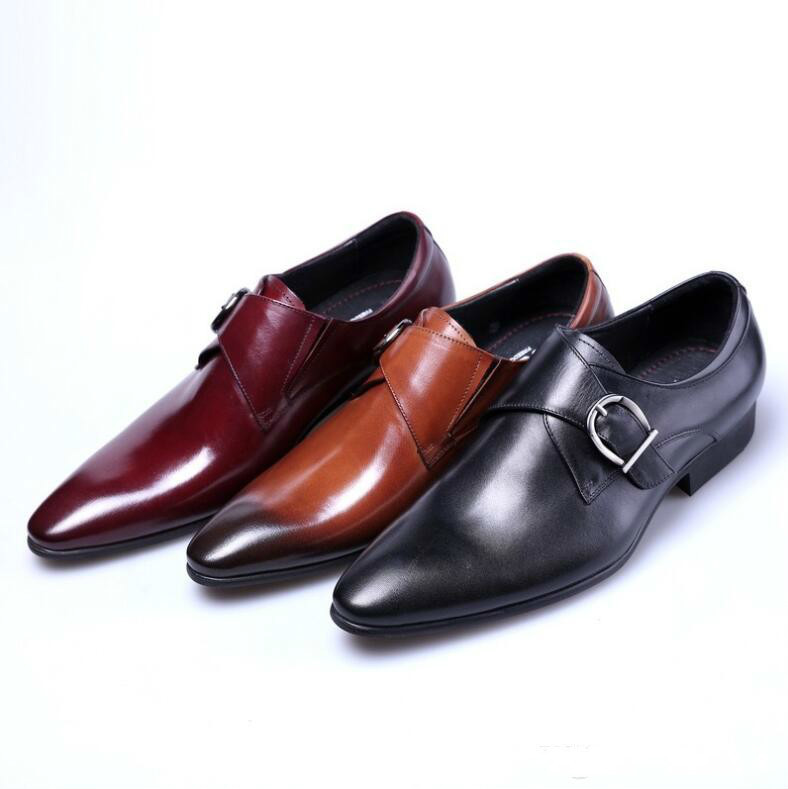 

New Hot Sale Sell Men Leather Shoes Man Flat Classic Men Dress Shoes Leather Italian Formal Oxford Plus Size 38-47, Red