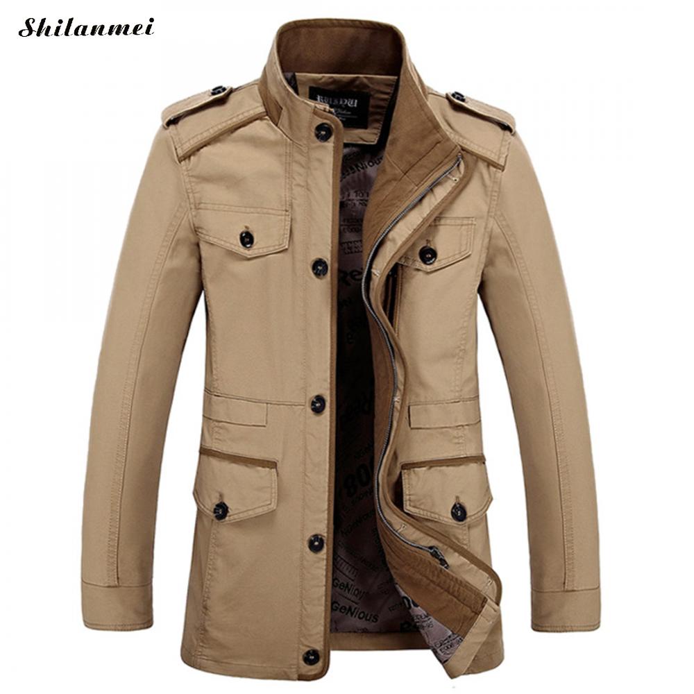 

2019 Autumn Winter Jacket Mens Plus Size Casual Basic Jacket Coat Pockets Men'S Solid High Quality Chaqueta Hombre S-4xl, Army green